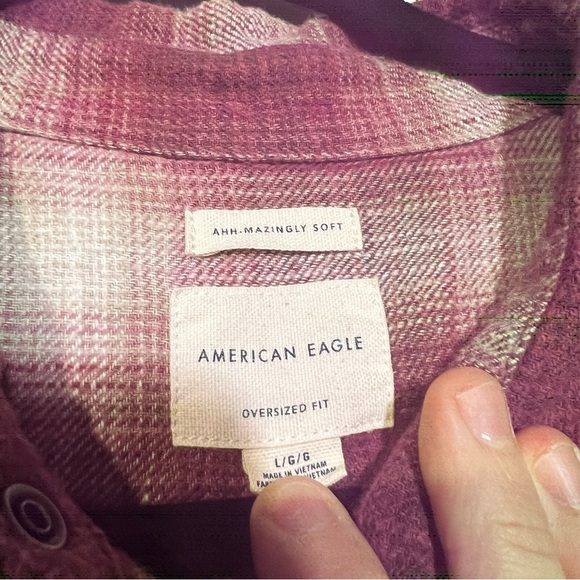 American Eagle AHH-MAZINGLY SOFT Flannel Oversized Red and White Size Large - Picture 4 of 7